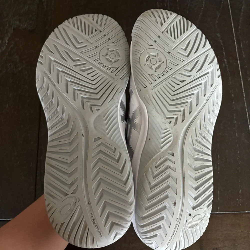 Asics White Athletic Shoes with Silver Logo